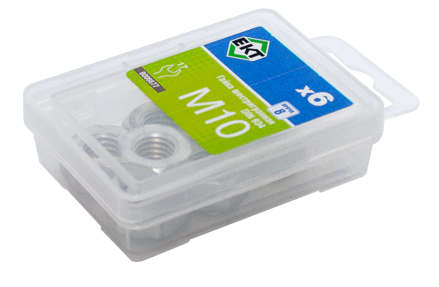 Гайка М10, цинк, прочн. 8 DIN 934 (упак/6шт)