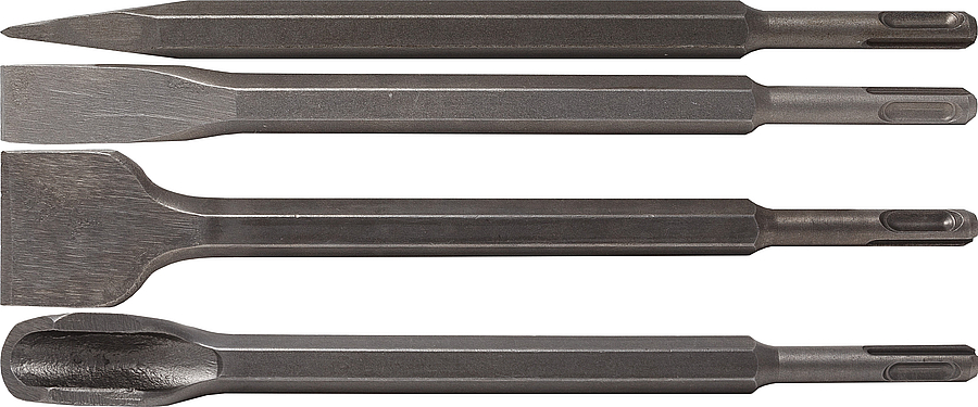 Набор пика, зубило малое и широкое, долото канавочное, 250, SDS-plus, МОНТАЖ (набор/4шт)