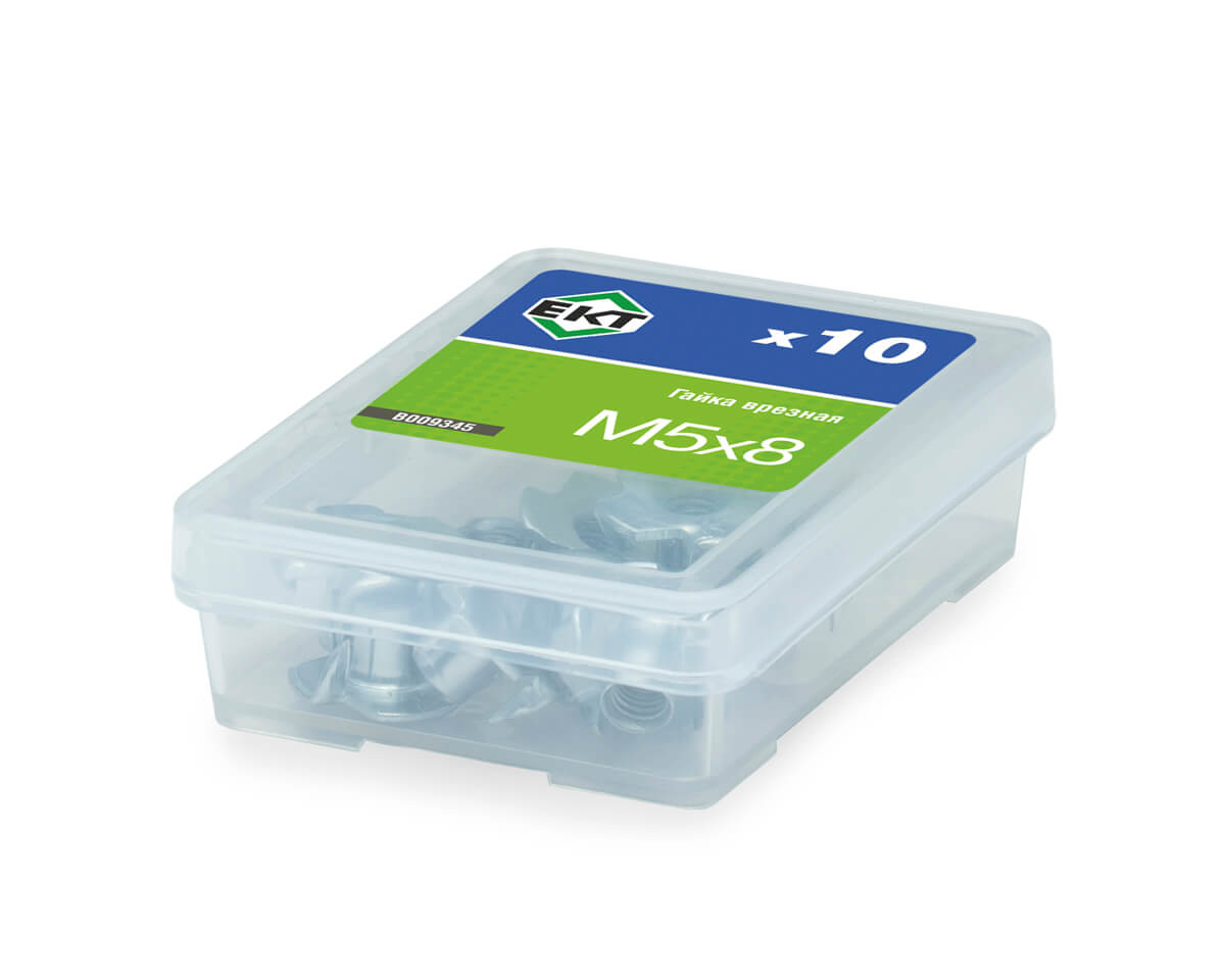 Гайка врезная М5х8, оцинк. (упак/10шт) ЕКТ