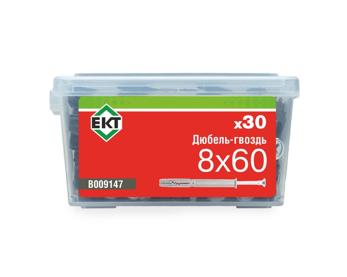 Дюбель-гвоздь GL, 8x60 потай, п/п, ЕКТ (пласт.конт./30шт)