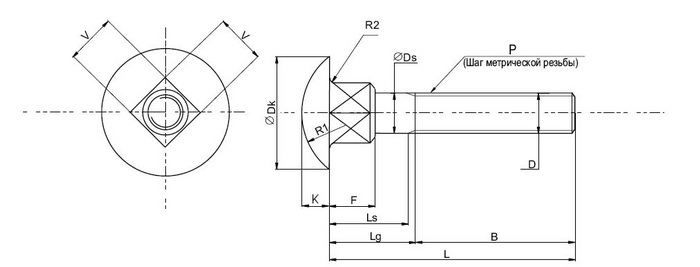 Болт мебельный М10х130, DIN603, прочн. 4.8, цинк (упак/25шт)
