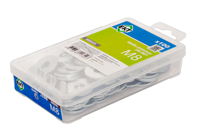 Шайба М 8 усиленная, цинк, прочн.4,8 DIN9021 в пласт. контейнере (упак/100шт)