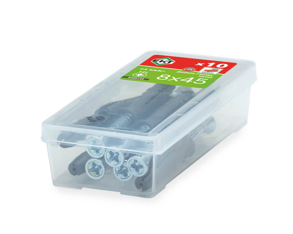 Дюбель-гвоздь GL, 8x45 потай, п/п, ЕКТ (мини-конт./10шт)