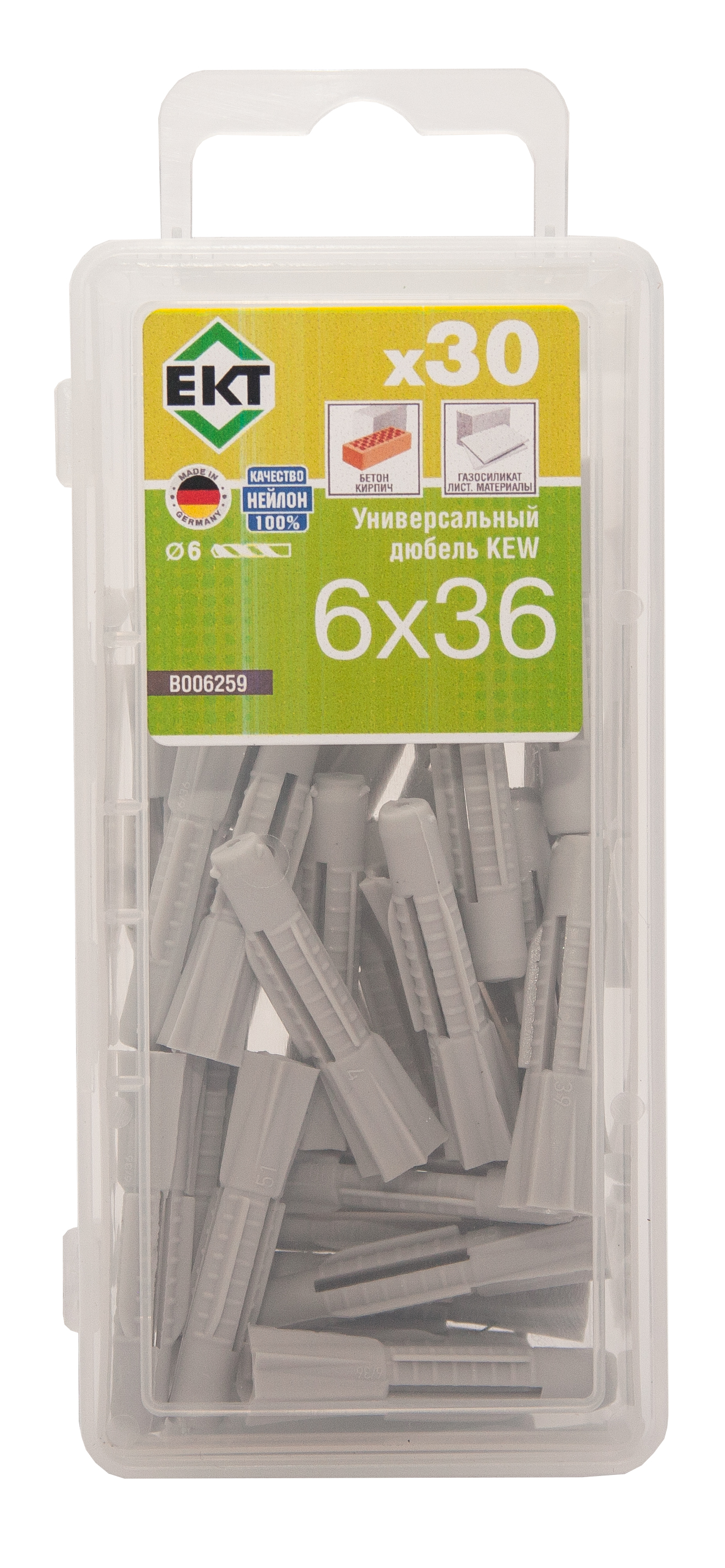 Универсальный дюбель KEW UDD 6x36, НЕЙЛОН (упак/30шт)