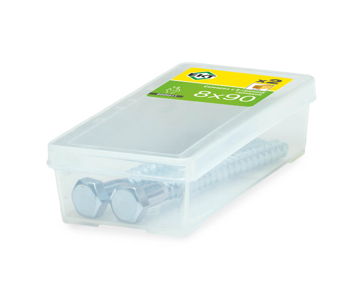 Саморез с 6-гранной головкой 8,0 х90 острый, цинк (упак/2шт)