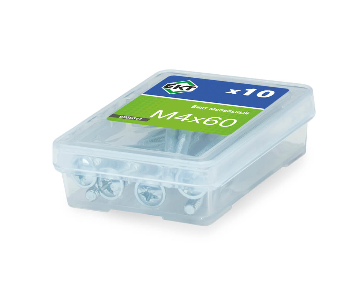 Винт мебельный 4х60, полусфер. головка, шлиц KOMBI, цинк (упак/10шт)