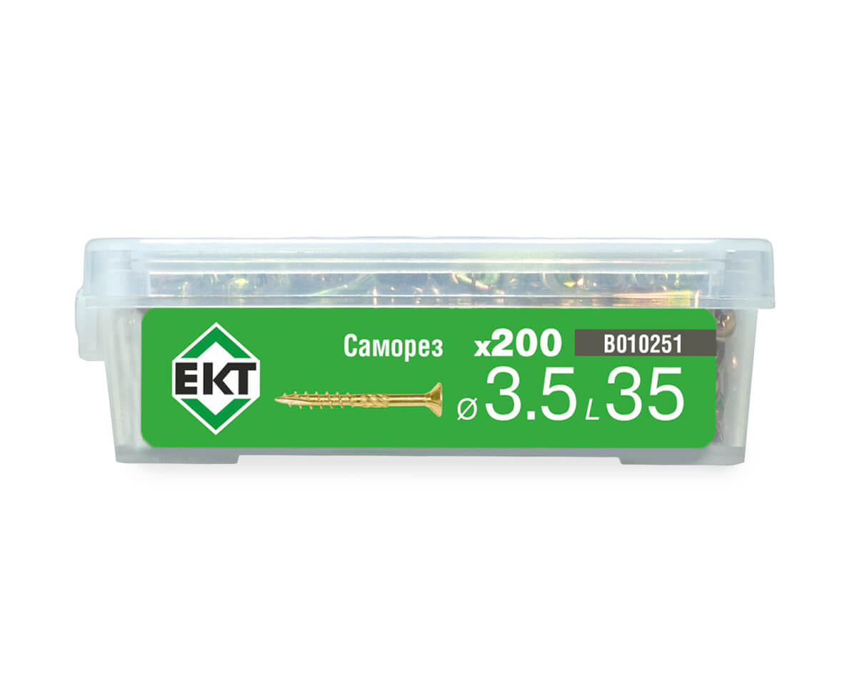 Саморез конструкционный 3.5x35, потай, желтый цинк, ЕКТ (пласт.конт./200шт)