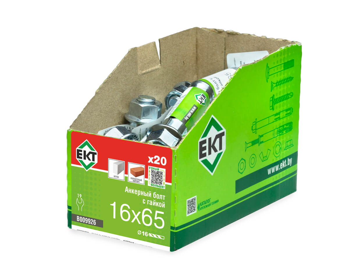 Анкерный болт с гайкой 16х65, ЕКТ (с этик./1шт)