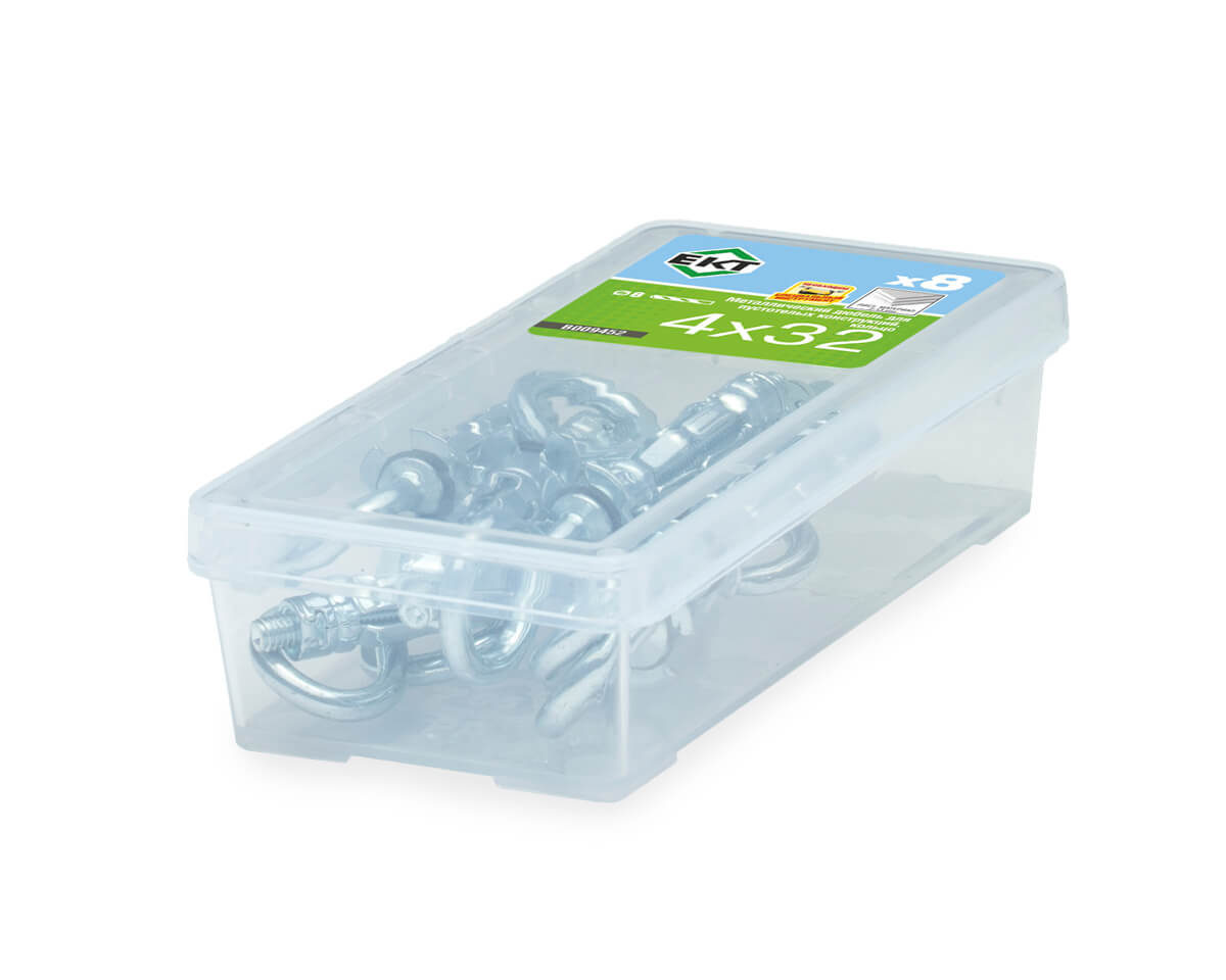 Дюбель металлический 4х32 мм кольцо, для пустотелых конструкций, ЕКТ (упак/8шт)