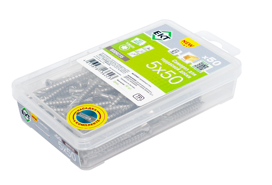 Саморез для террасной доски TORX25 5.0x50, НЕРЖ.СТАЛЬ (упак/50шт)