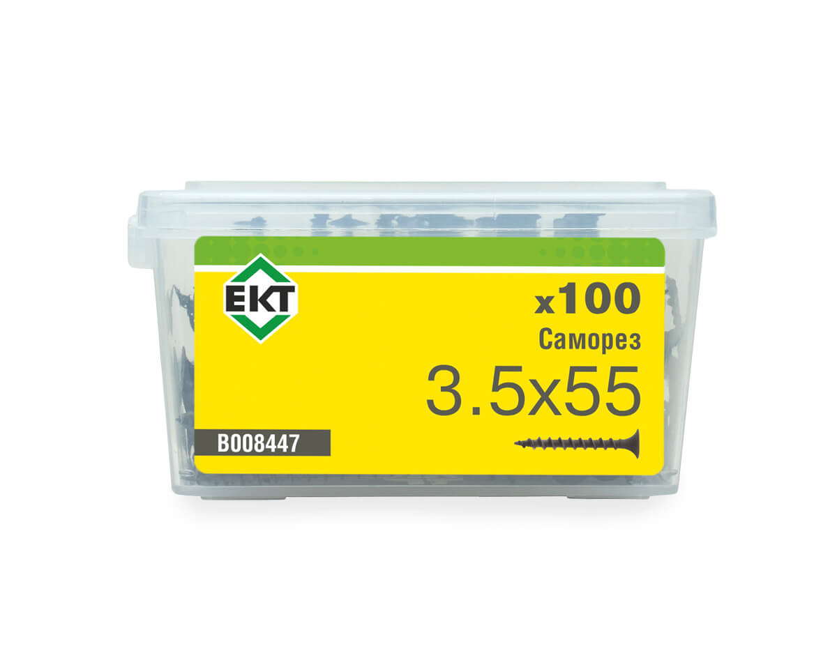 Саморез по ГК, крупный шаг 3,5х55 в пласт. контейнере (упак/100шт)