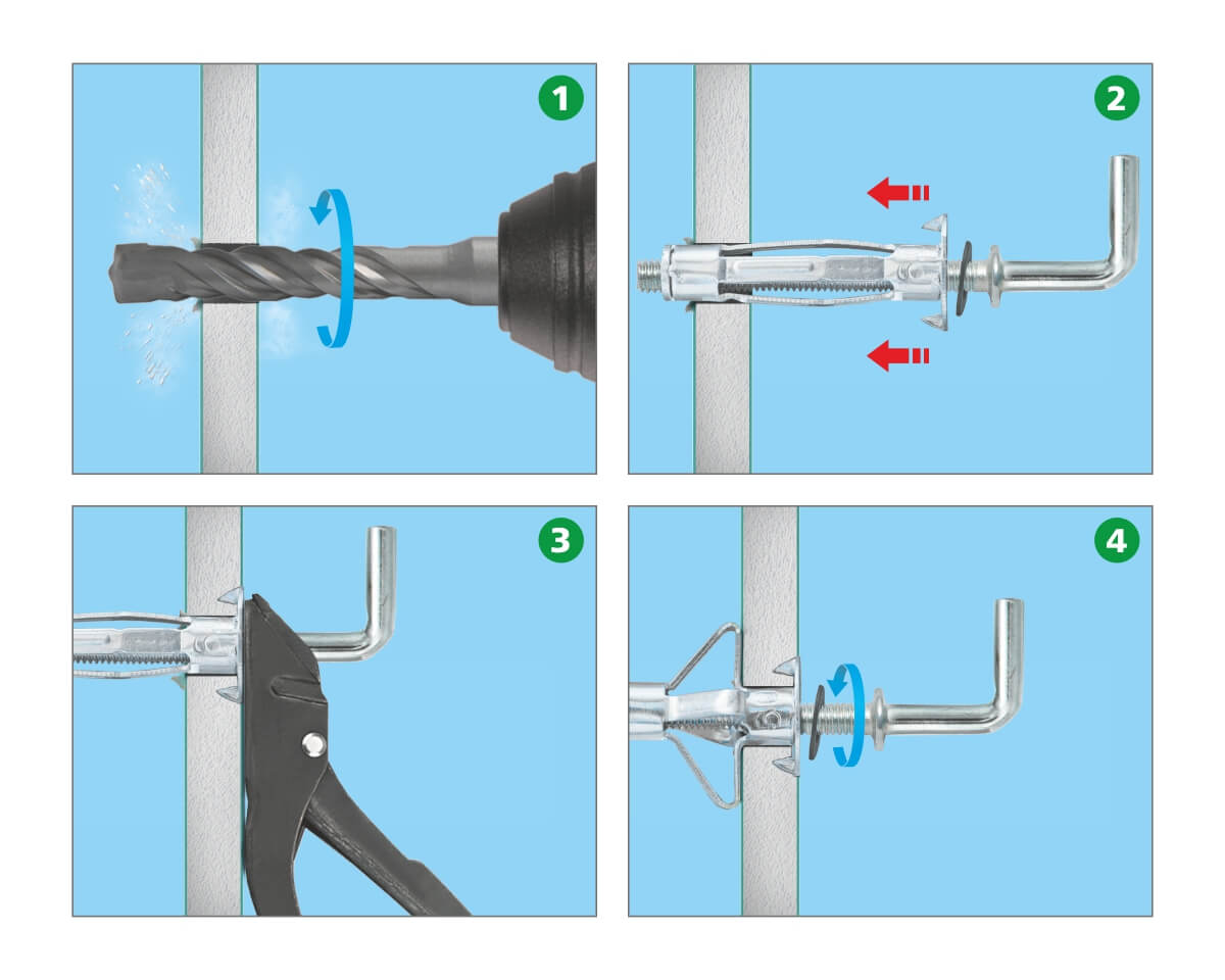 Дюбель металлический 4х32 мм г-образный, для пустотелых конструкций, ЕКТ (упак/8шт)