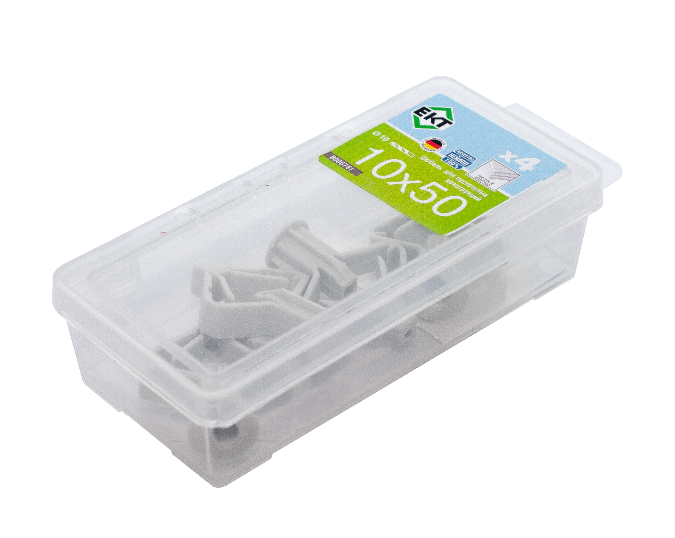 Пластмассовый дюбель KHD10х50 для пустотелых конструкций, НЕЙЛОН (упак/4шт)