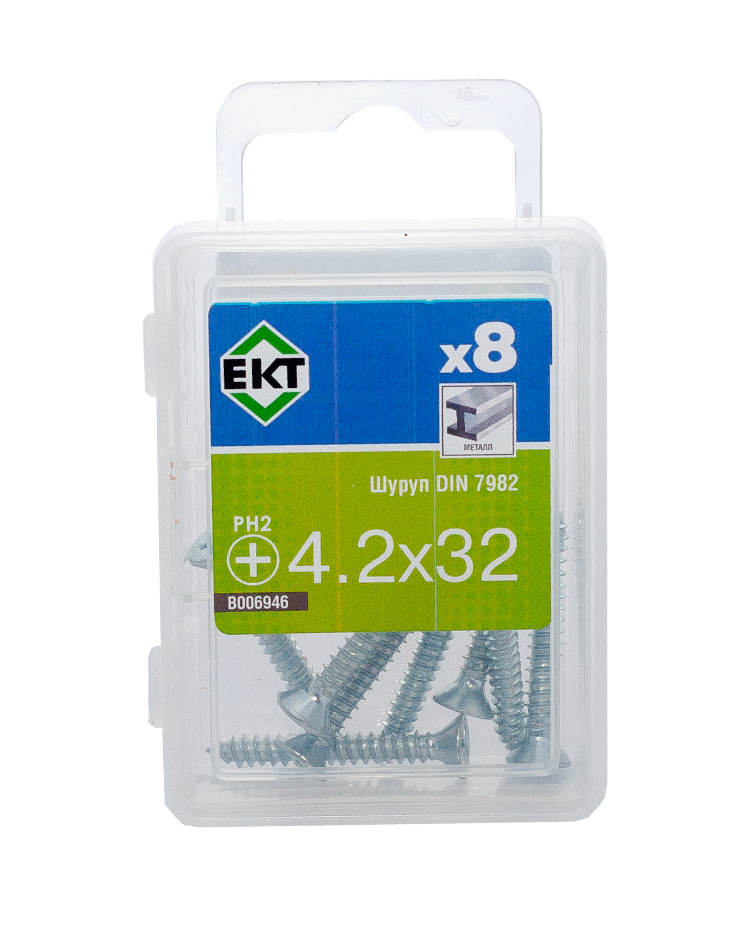 Шуруп 4.2х32, потайная головка, шлиц PH, цинк, DIN 7982 (упак/8шт)
