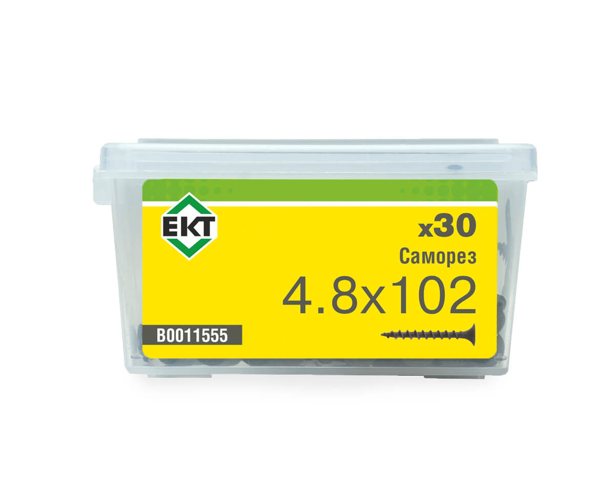 Саморез по ГК, крупный шаг 4,8х102 в пласт. контейнере (упак/30шт)