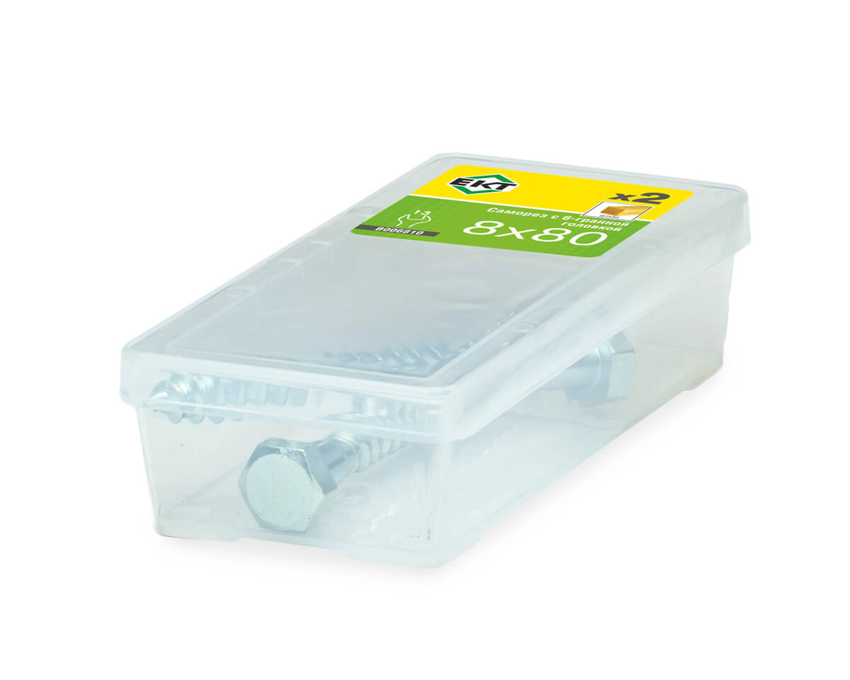 Саморез с 6-гранной головкой 8,0 х80 острый, цинк (упак/2шт)