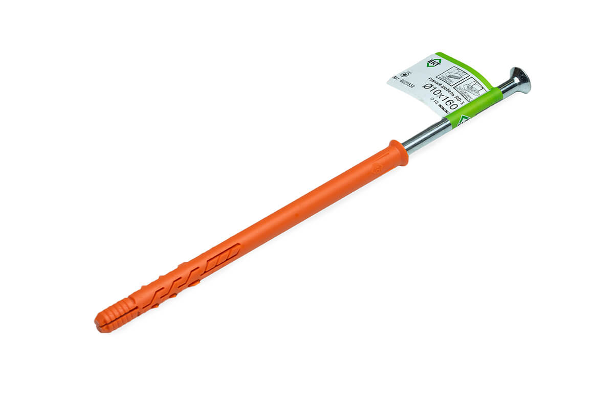 Рамный дюбель с шурупом ЕКТ RD-X 10x160 потай, НЕЙЛОН (с этик./1шт)