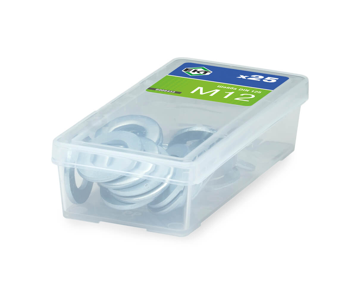 Шайба М12, цинк, DIN125 в пласт. контейнере (упак/25шт)
