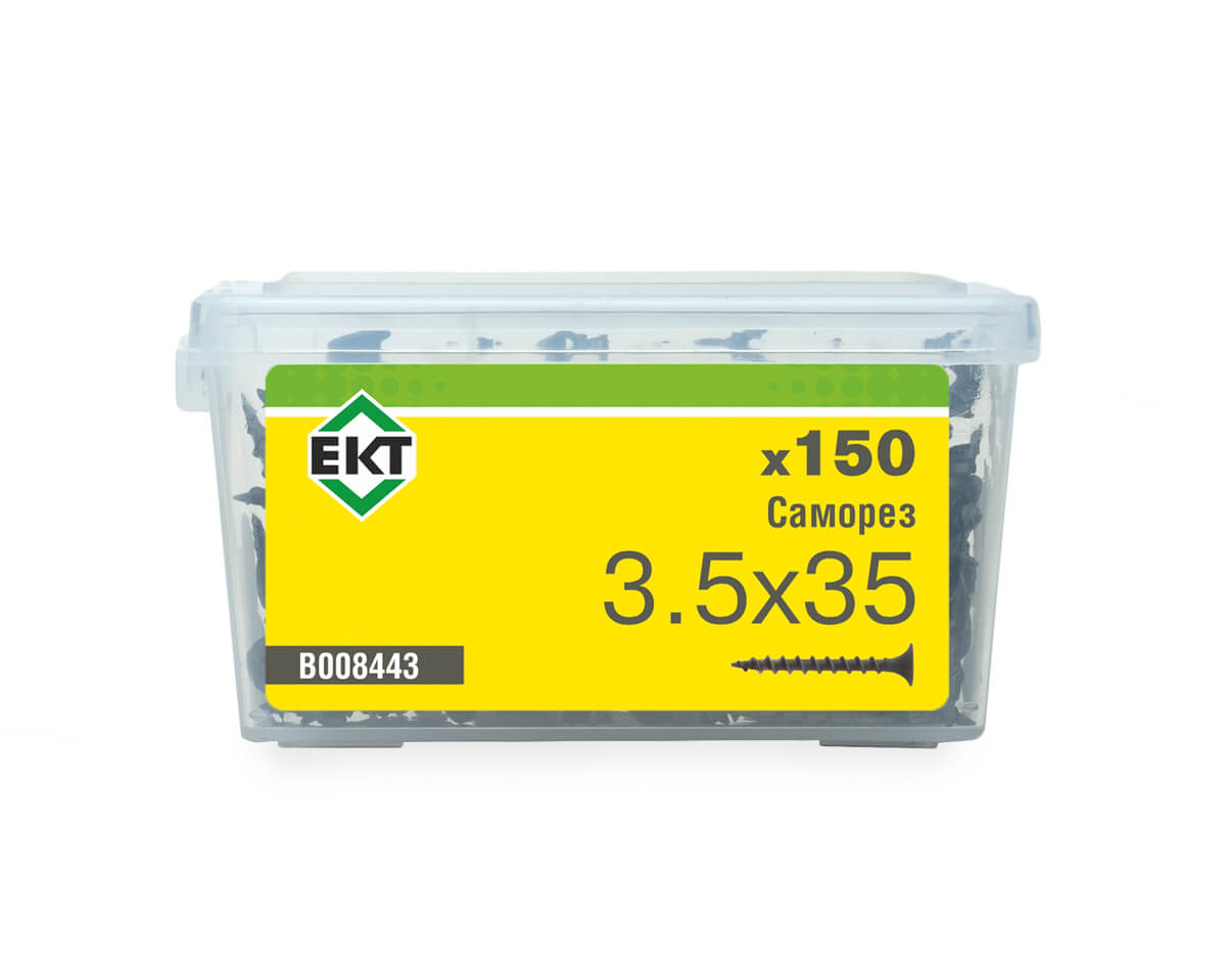 Саморез по ГК, крупный шаг 3,5х35 в пласт. контейнере (упак/150шт)