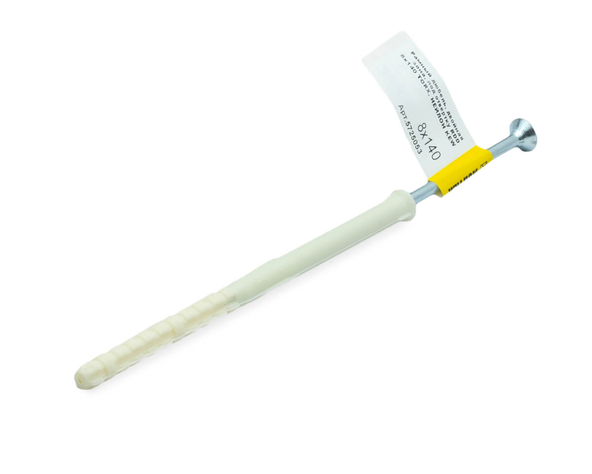 Рамный дюбель, двойная зона, под отвертку RDD 8x140 TORX, НЕЙЛОН KEW (с этик./1шт)