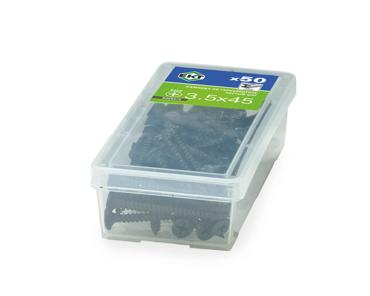 Саморез по ГК 3.5х45 частый шаг (к металлу), фосфат., ЕКТ (упак/50шт)