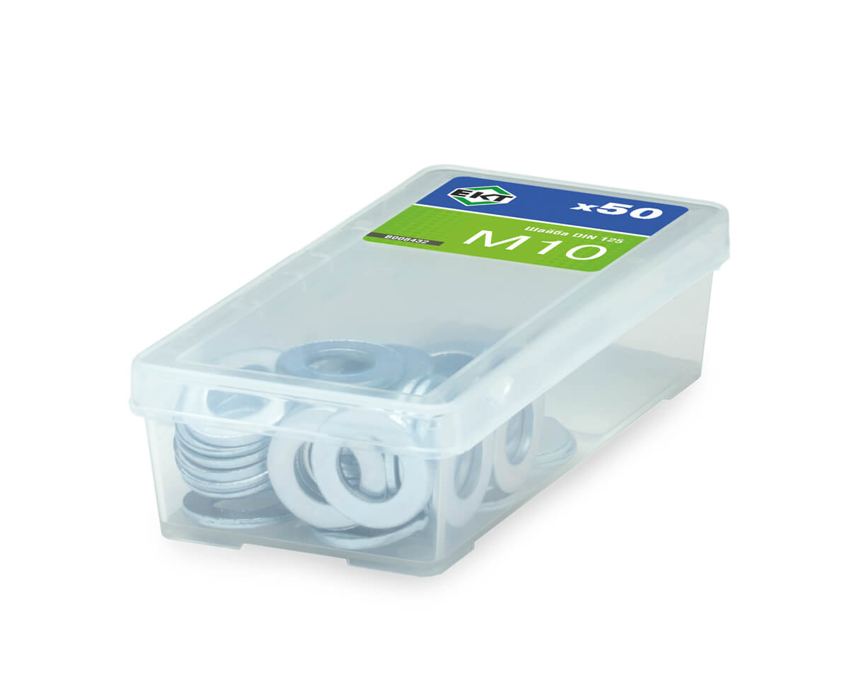 Шайба М10, цинк, DIN125 в пласт. контейнере (упак/50шт)