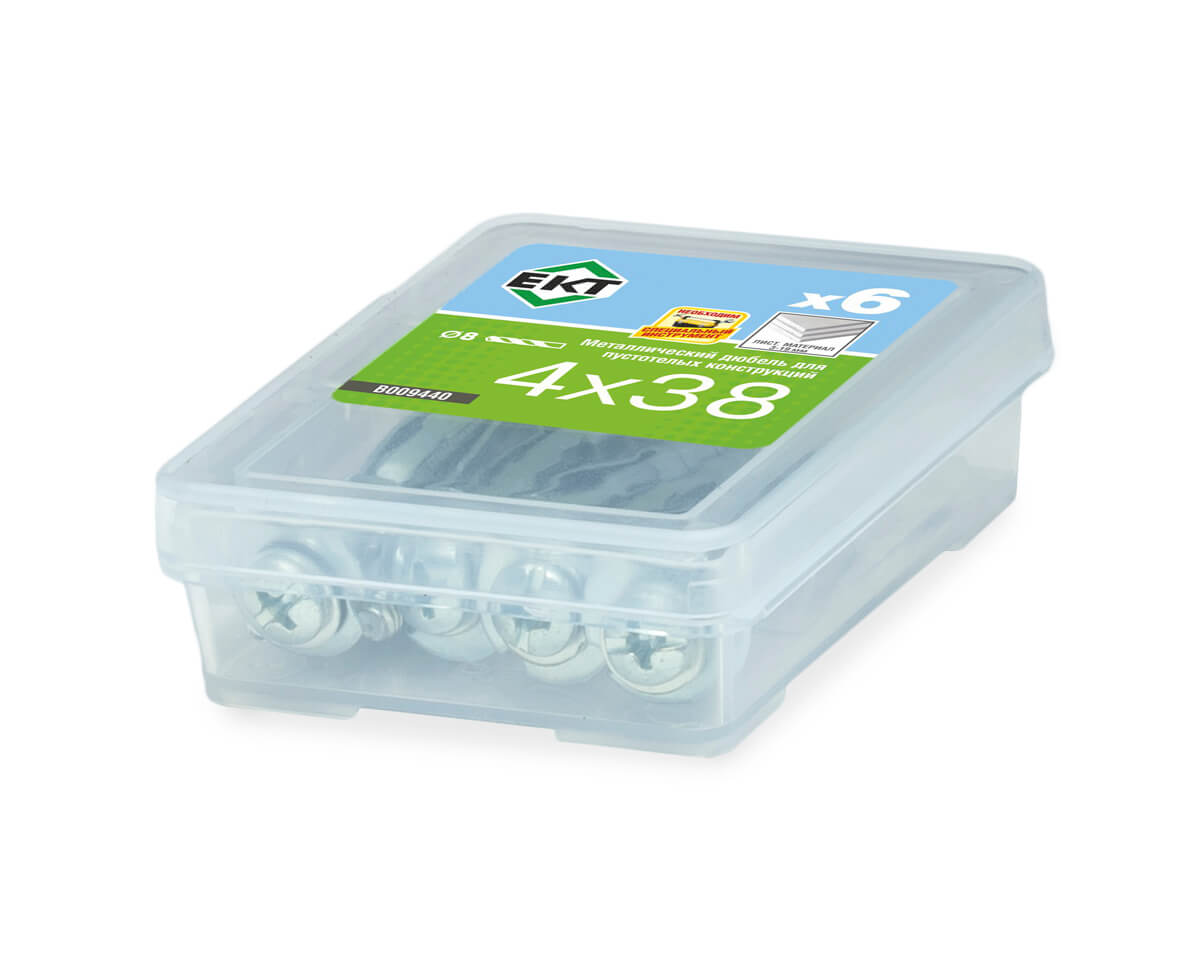 Дюбель металлический 4х38 мм, для пустотелых конструкций, ЕКТ (упак/6шт)