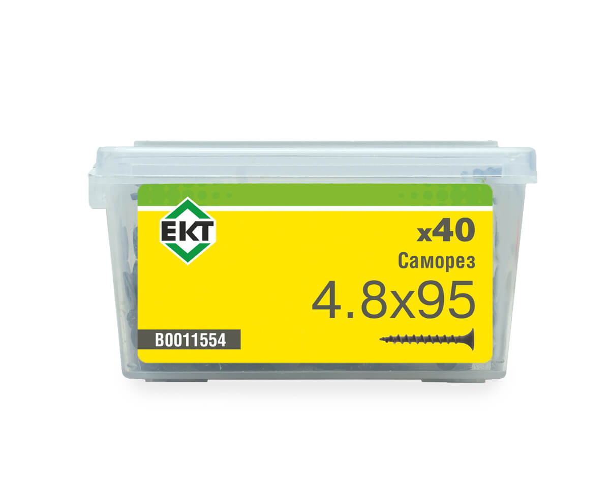 Саморез по ГК, крупный шаг 4,8 х95 в пласт. контейнере (упак/40шт)