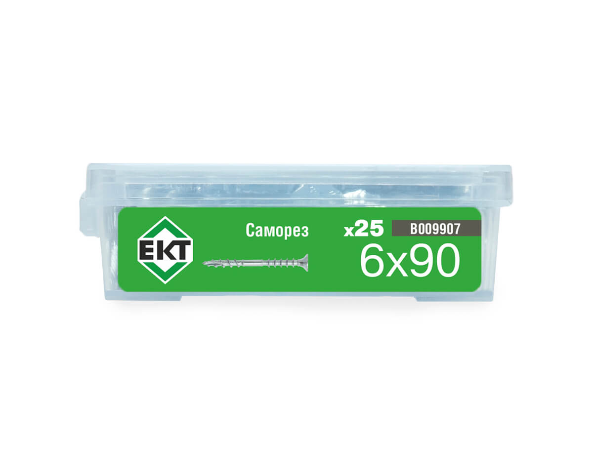 Саморез юстировочный (дистанционный) 6.0x90, потай, оцинк, в пласт. контейнере, ЕКТ (упак/25шт)