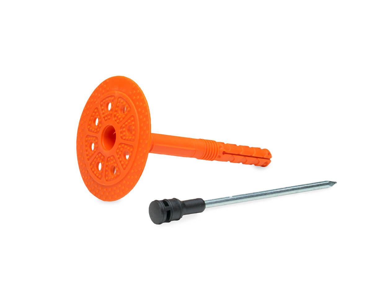 Держатель теплоизоляции 10x100 со стальным гвоздем с термо-заглушкой DTM-N + GT-MT, ЕКТ (пакет/75шт)