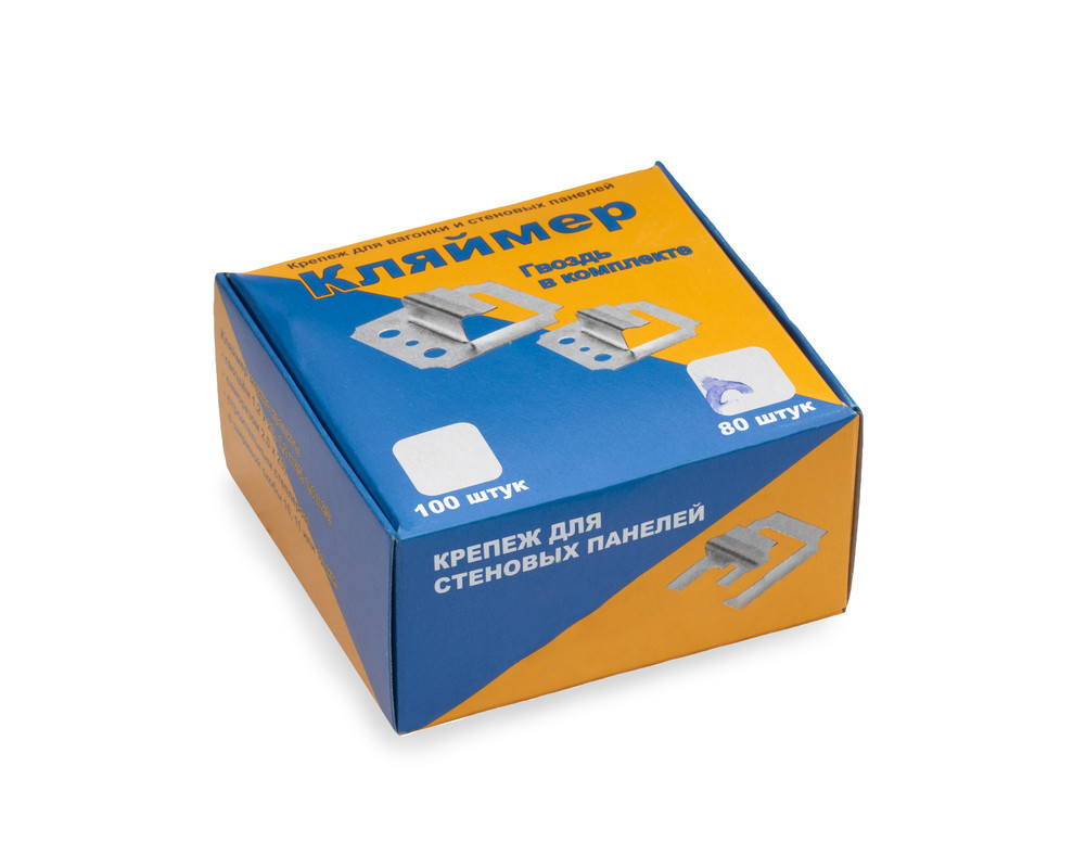 Крепление вагонки (кляймер) в комплекте с гвоздем 6