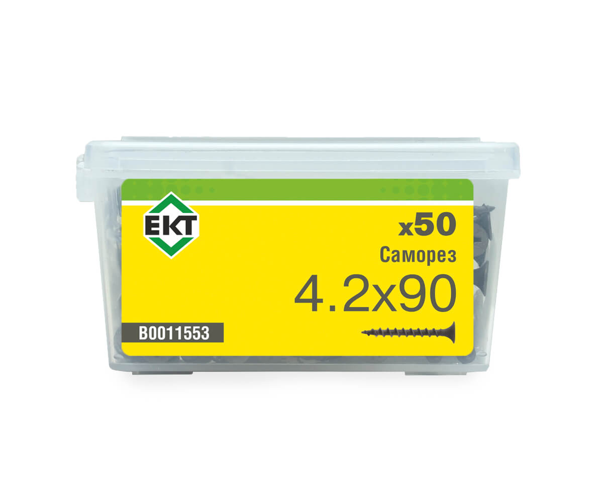 Саморез по ГК, крупный шаг 4,2х90 в пласт. контейнере (упак/50шт)