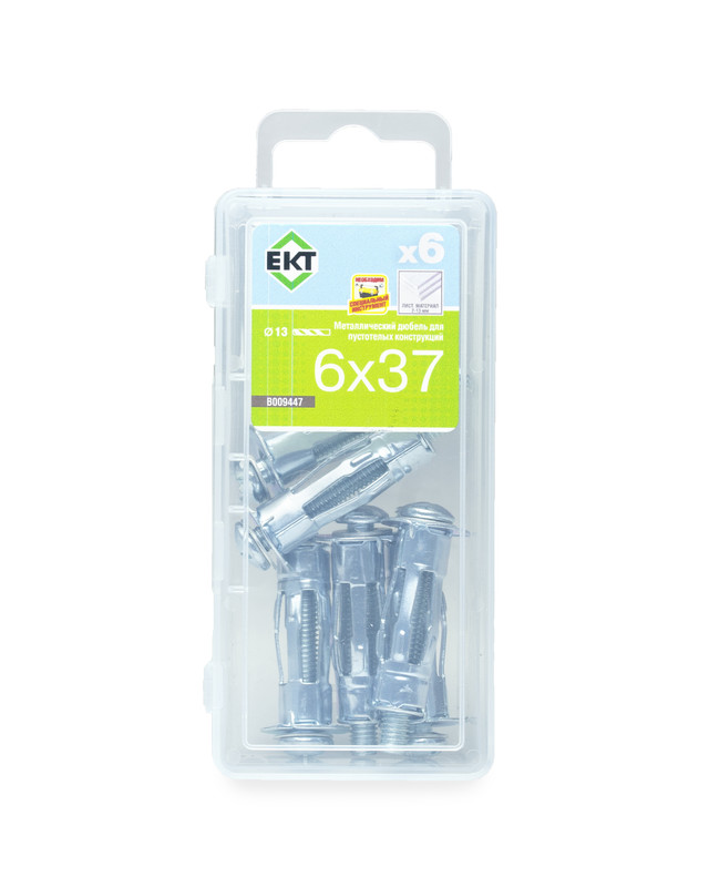 Дюбель металлический 6х37 мм, для пустотелых конструкций, ЕКТ (упак/6шт)