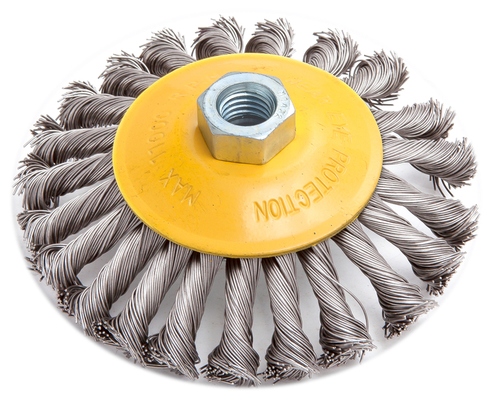 Щетка конусная 115мм х М14, плетеная проволока 0,5мм, НЕРЖ.сталь KERN (шт)