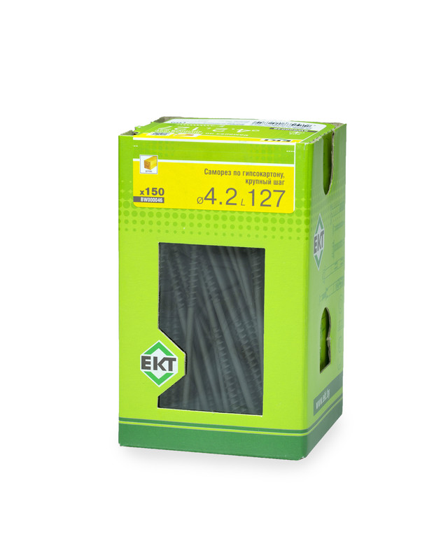 Саморез по ГК 4.8х127 крупный шаг (к дереву), фосфат., в коробке с окном, ЕКТ (упак/150шт)