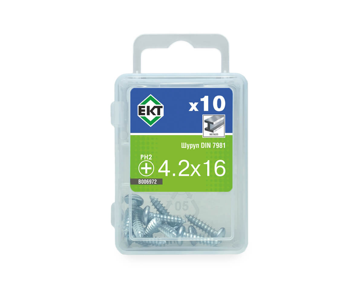 Шуруп 4.2х16, полукруглая головка, шлиц PH, цинк, DIN 7981 (упак/10шт)