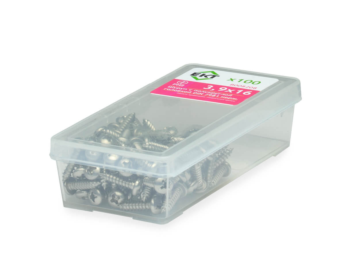 Шуруп с полукруглой головкой SDP-S, 3.9х16, DIN7981, нерж. сталь (упак/100шт)