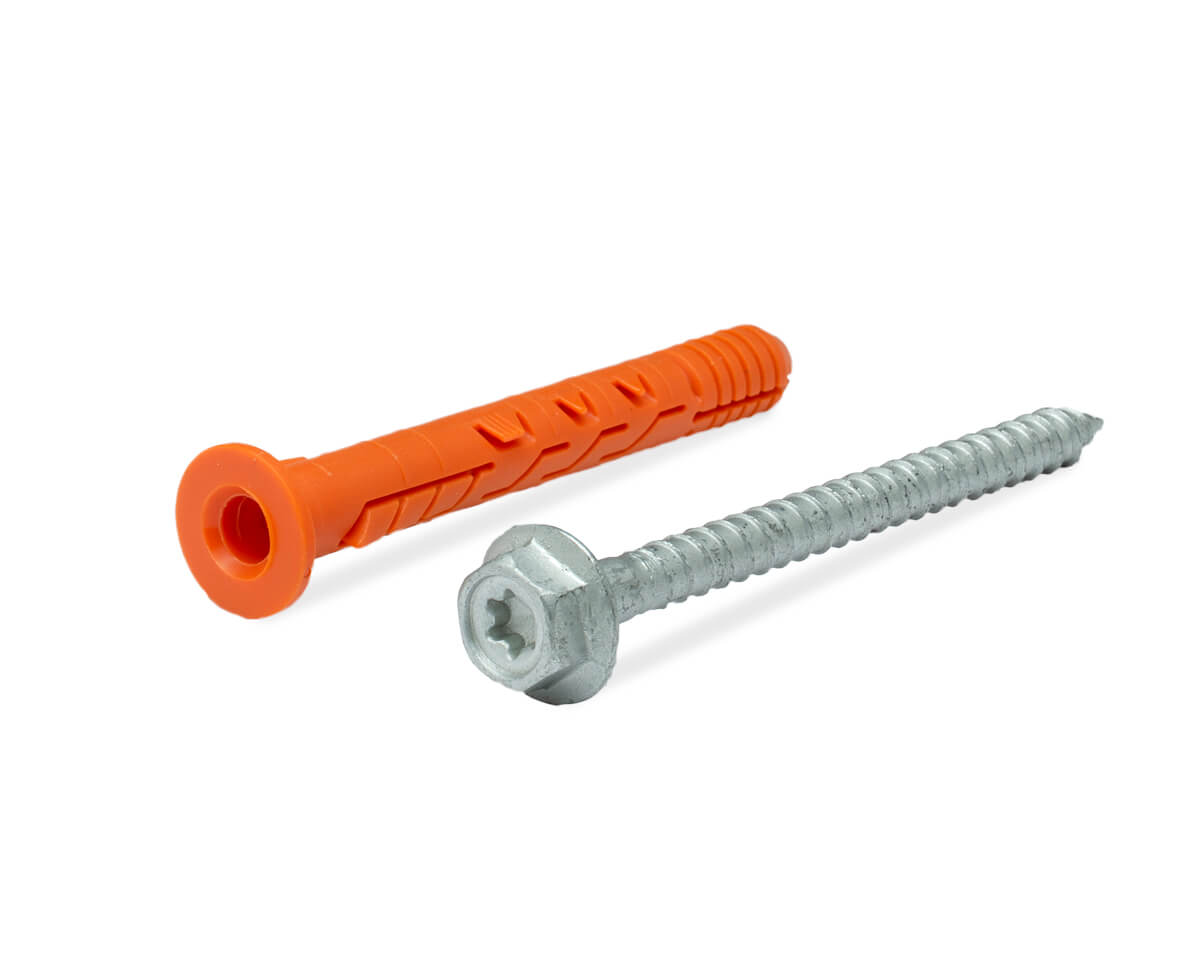 Рамный дюбель, шуруп с п/ш под ключ/TX, покр. ДАКРОМЕТ, 10x80 RD-H, НЕЙЛОН (упак/50шт)