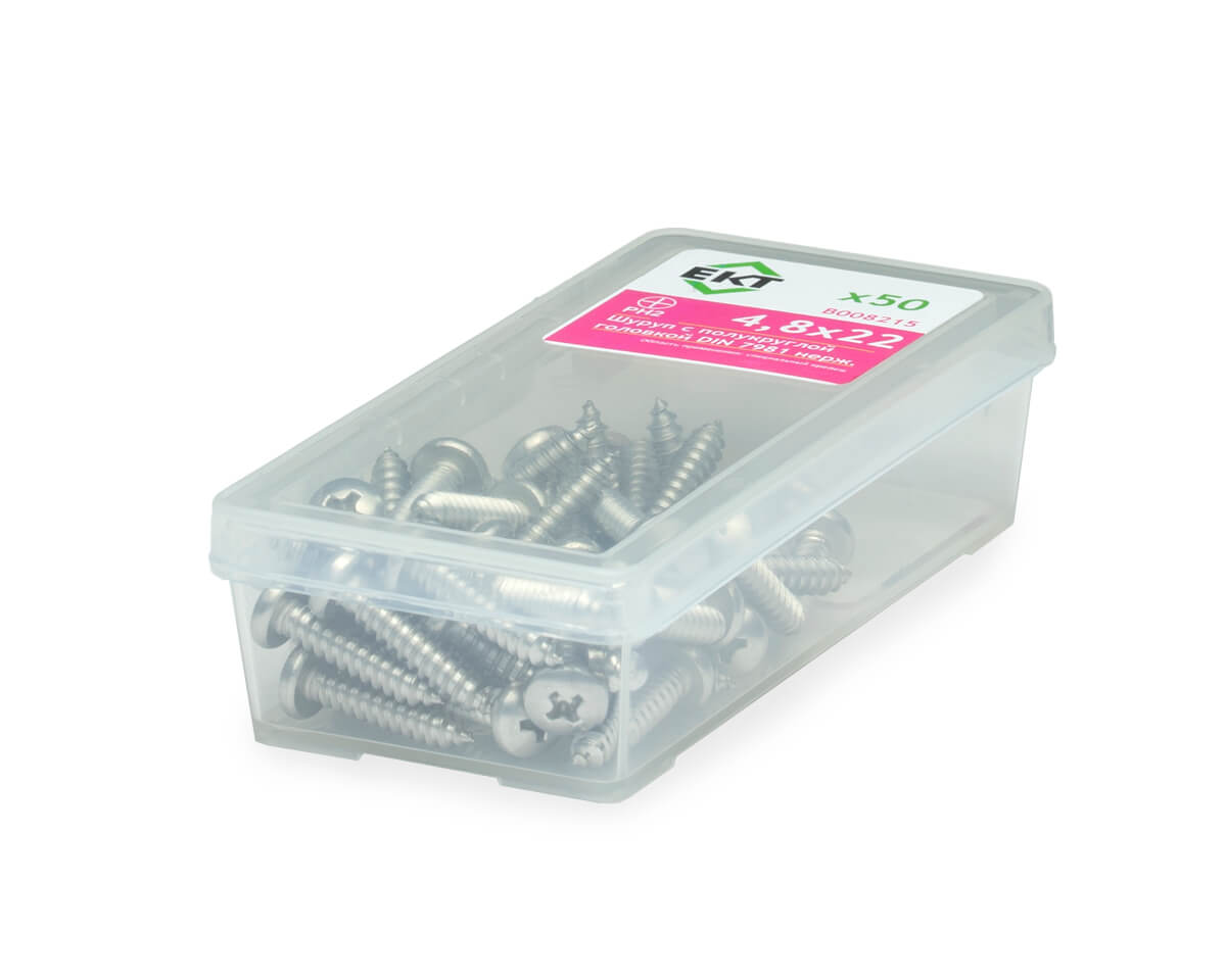 Шуруп с полукруглой головкой SDP-S, 4.8х22, DIN7981, нерж. сталь (упак/50шт)