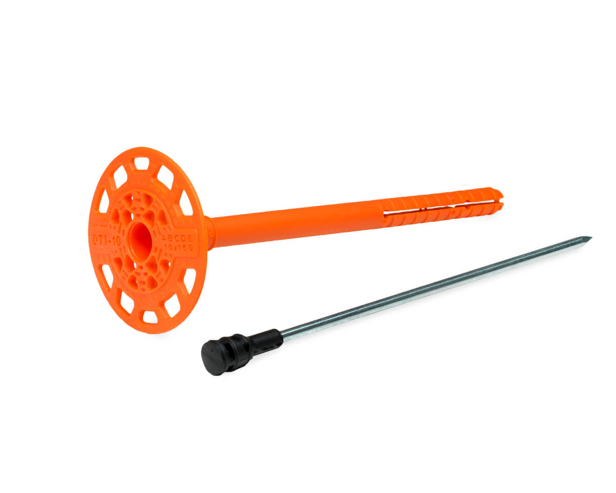 Дюбель тарельчатый 10х160 со стальным гвоздем с термоголовкой DTI-10 (упак/250шт)