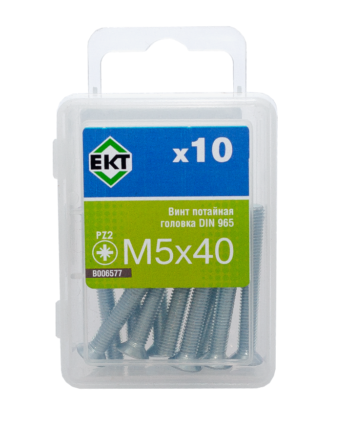 Винт 5х 40 пот. гол. POZI, цинк, DIN 965 (упак/10шт)