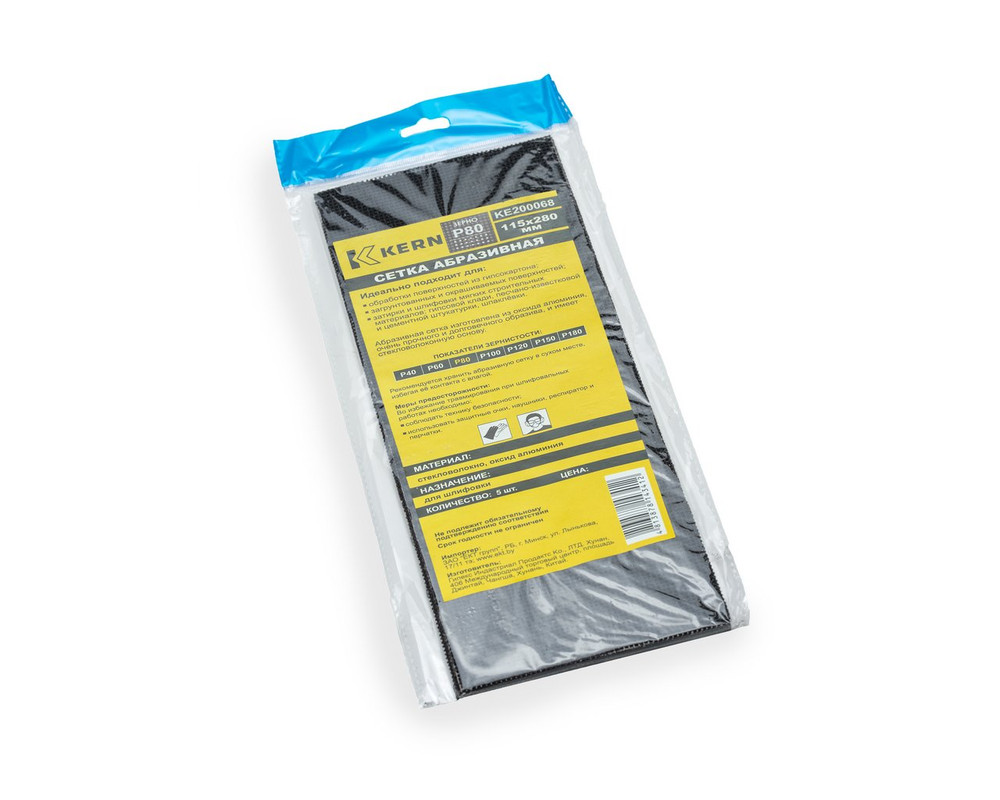 Сетка абразивная 115х280мм, зерно 80, оксид алюм. KERN (упак/5шт)