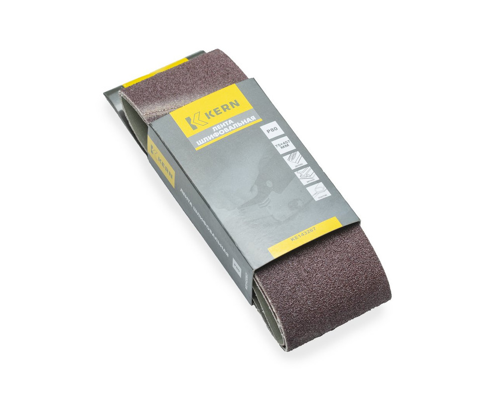 Лента шлифовальная 75x457мм, P80, KERN (упак/3шт)