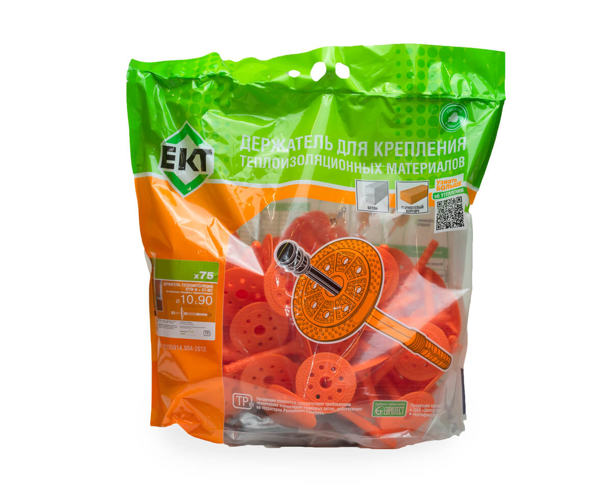 Держатель теплоизоляции 10x90 со стальным гвоздем с термо-заглушкой DTM-N + GT-MT, ЕКТ (пакет/75шт)