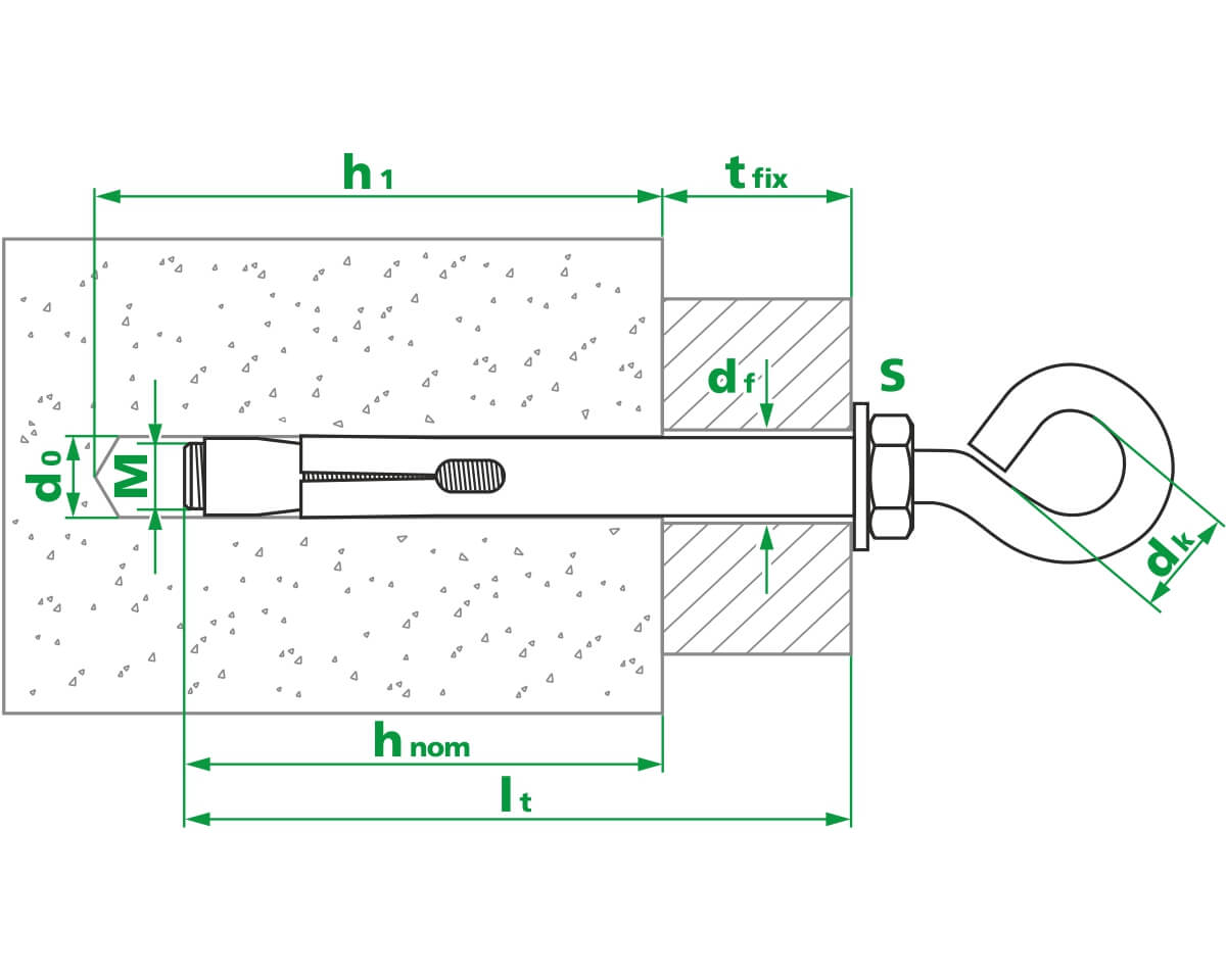Анкерный болт с кольцом SE М6х8х60 (упак/50шт)