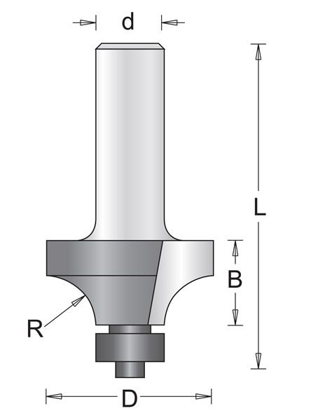 Фреза закругляющая 15.9X46X7.9X1.6мм, подшипник, хвостовик 8мм, HITACHI (шт)