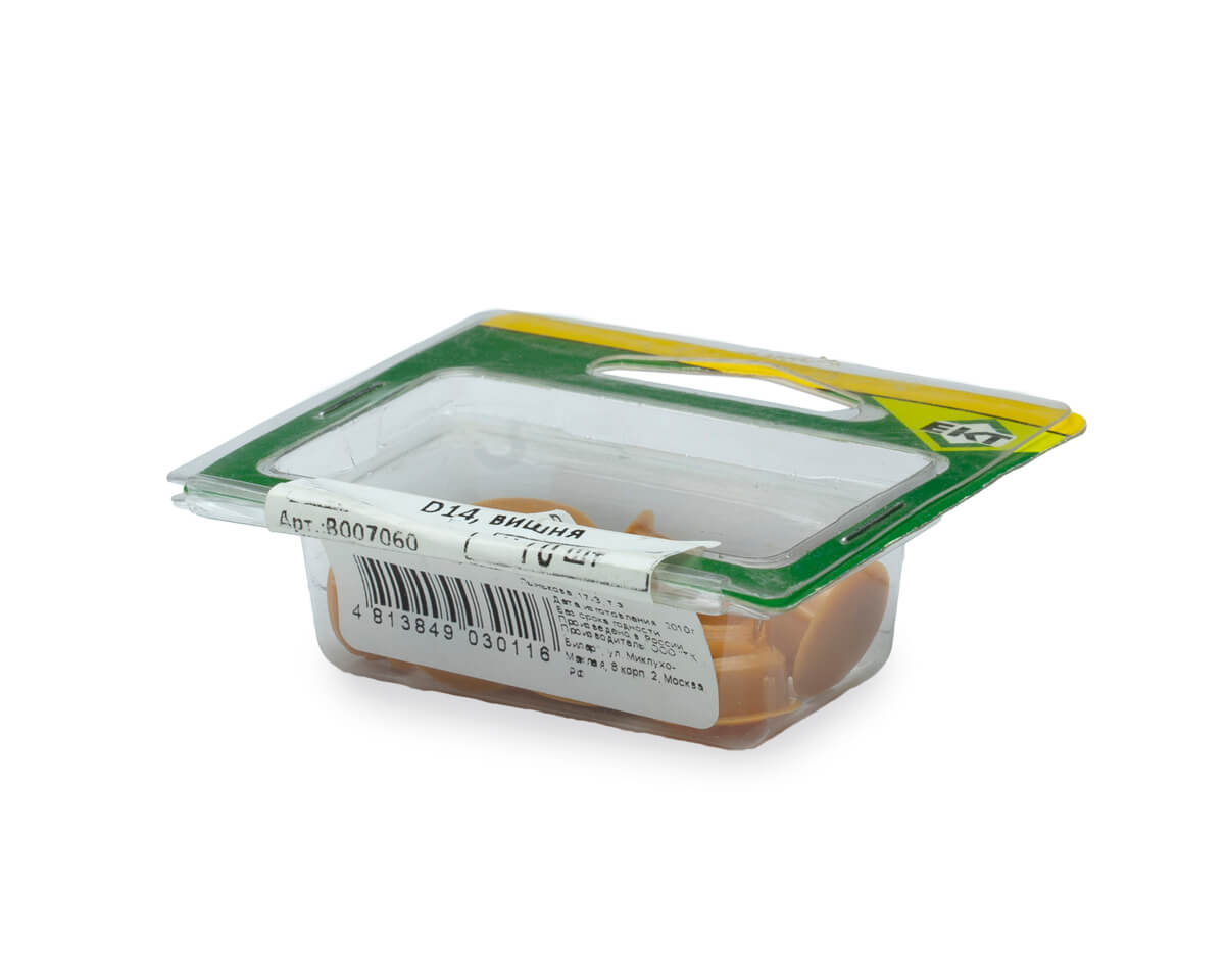 Заглушка декоративная под отверстие D14, вишня (упак/10шт)