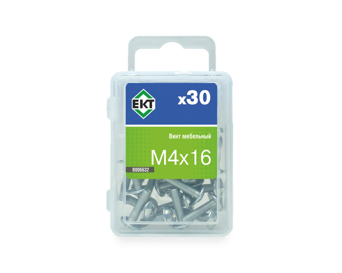 Винт мебельный 4х16, полусфер. головка, шлиц KOMBI, цинк (упак/30шт)