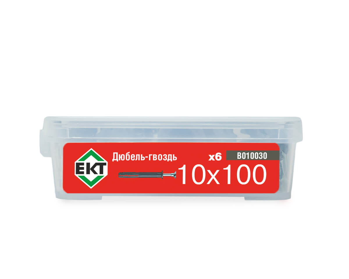 Дюбель-гвоздь GL, 10x100 цилиндр, п/п, ЕКТ (пласт.конт./6шт)