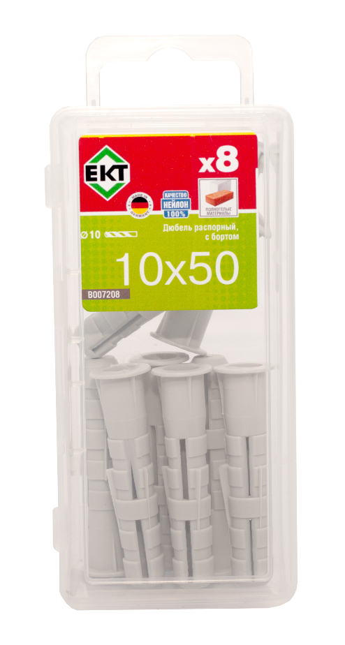 Распорный дюбель с бортом KEW KSD S 10х50, НЕЙЛОН (упак/8шт)